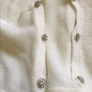 White-slightly creamy knit classic top